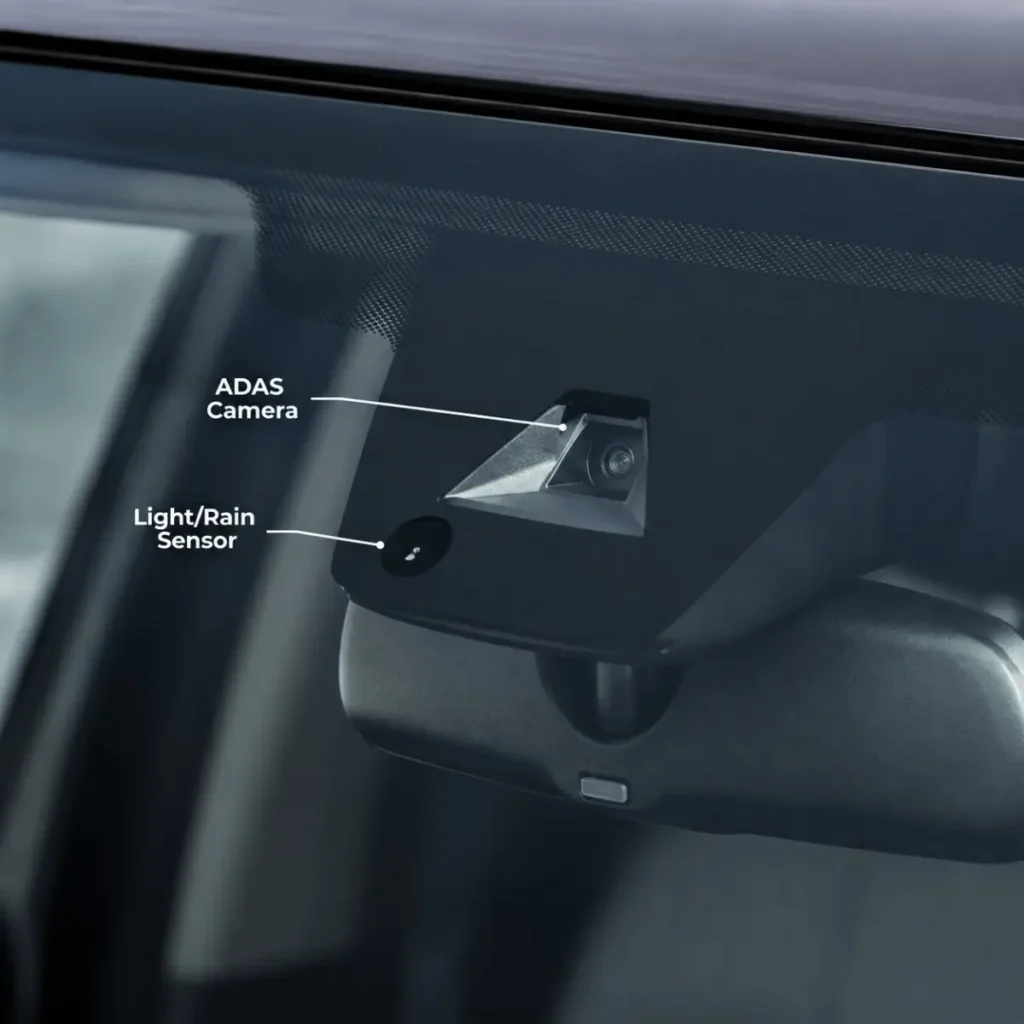 ADAS windshield setup with light/rain sensor