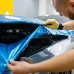 colour changing ppf being installed on a vehicle in Edmonton